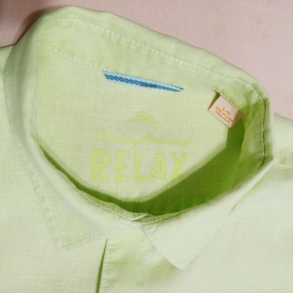 Tommy Bahama Relax Linen Shirt Light Green Long Sleeve Size L - Picture 3 of 14